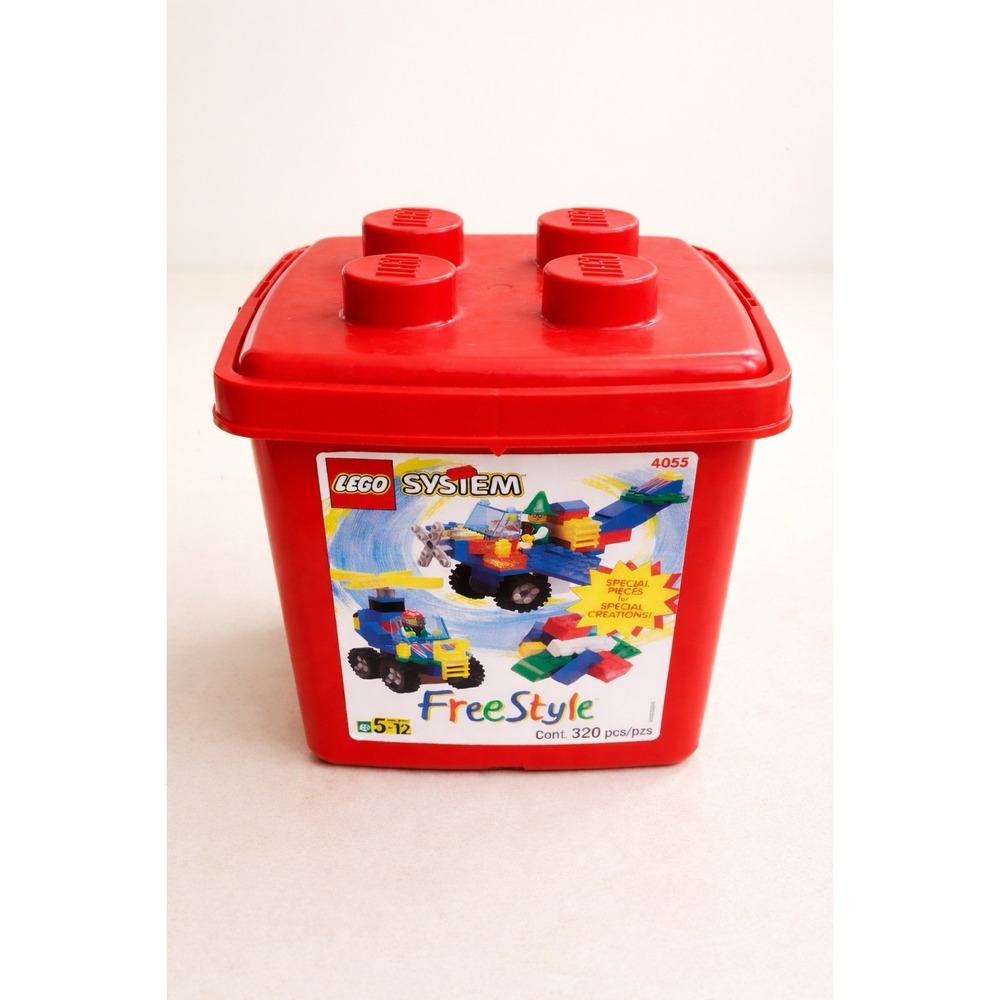 Vintage LEGO System 4055 Freestyle Red Storage Tub 320 Pieces 5-12